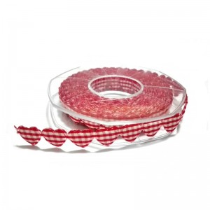 Red and White Padded Heart Ribbon - Width 15 mm